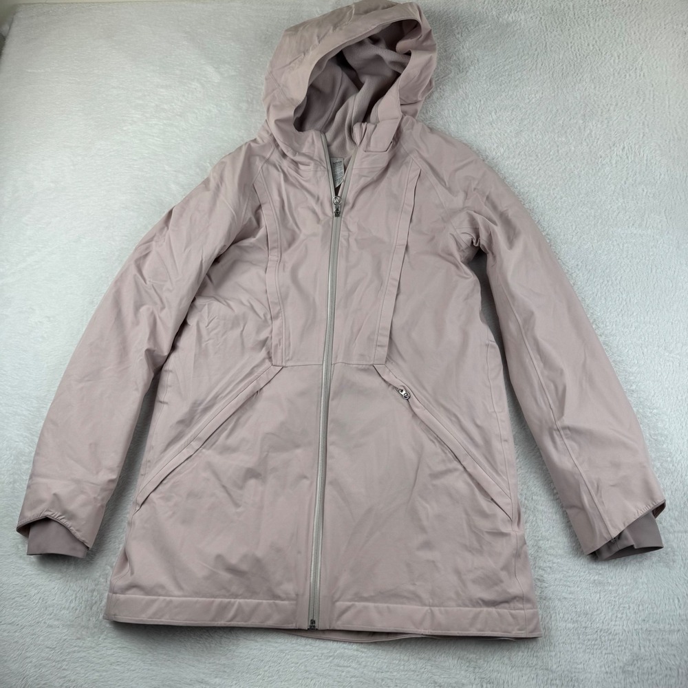 Ivivva by Lululemon Hooded Jacket Youth 14 Pink Fleece Lined Water Resistant
